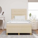 Box Spring Seng med Madrass & LED Krem 120x190 cm Stoff