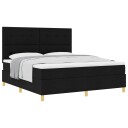  Box Spring Seng med Madrass Svart Super King Stoff