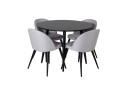 Venture Home Plaza Spisegruppe 100 cm Rund med 4 Velvet Stoler Svart