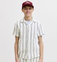Jack & Jones Jjecoba Stripe Resort Shirt Ss Sn Jnr Navy 152