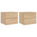  Vegghengte nattbord med LED-lys 2 stk sonoma eik 8721012254015