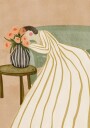 Woman Admiring Flowers Plakat / 50x70
