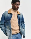 Bomullskabelstrikket genser med half-zip KHAKI MELANGE XXXL