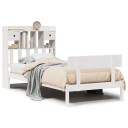  Seng med bokhylle uten madrass hvit 90x190 cm heltre furu