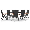 vidaXL Hagespisegruppe 7 deler svart og brun polyrotting
