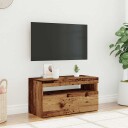  TV-benk med LED-lys gammelt tre 75x35x40 cm konstruert tre 8721158437723