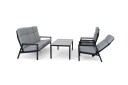 Brafab Belfort sofagruppe Svart med grå dyna 3 seter sofa 2 st reclinerstoler & sofabord 140x70 cm