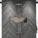 Semplice Termostatsett SRL10 S02 XXL Rain DeLux ø28cm Med EasyClean PVD Børstet Stål