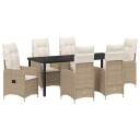 7 Delt Hage Spisebordsett med Puter Beige Poly Ratt