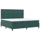  Box Spring Seng med Madrass og LED Mørkegrønn 200x200 cm Fløyel