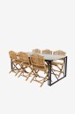 Venture Home   Spisegruppe Texas med 6 spisestoler Cane   Beige