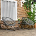 Sammenleggbare hagemøbler balkongsett med salongbord og 2 stoler inkludert puter stålgrå for terrasse og hage