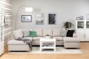 Crazy 5 seters Venstrevendt U formet Sofa med Divan og Sjeselong i Stoff   Beige