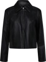 Mango Faux Leather Zip Up Jacket   Black   XS