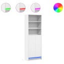  Garderobe med LED hvit 69x32,5x200 cm konstruert tre