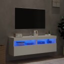 vidaXL Vegghengte TV-benker med LED 2 stk hvit 60x30x40 cm 8721012257689