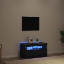  TV skap med LED  stripelys Svart 75 x 35 x 40 cm Konstruert tre