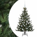 vidaXL Kunstig juletre med julekuler 150 cm 150 LED-lys Varmhvit