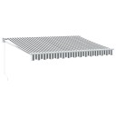 Uttrekkbar markise antrasitt og hvit 3,5x2,5 m stoff aluminium