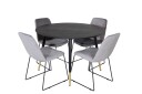 Venture Home Dipp Spisegruppe 115 cm Rund med 4 Muce Stoler Sort/Guld