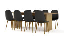 Bark Richeto Spisebord 240 cm eik + 8 stk Naira stol svart med eikeben   Natur/Svart