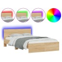  Sengeramme med hodegavl og LED sonoma eik 140x200 cm 3207611