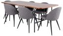 Venture Design Uno & Velvet spisegruppe Grå/natur 6 stoler & bord 200 x 90 cm