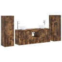 vidaXL Baderomsinnredningssett 5 stk. Røkt Eik 33 x 34,5 x 100 cm