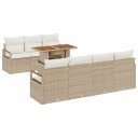  Hage Sofa Sett 8 pcs Beige og krem Medium Rattan og stoff