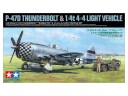 Tamiya 1/48 P-47D Thunderbolt Modellbyggesett med 4x4 lett kjøretøy