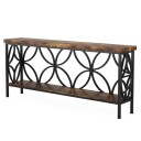 Konsollbord 160×30×80 cm / smalt avlastningsbord med 2 nivåer / entrébord i tre og metall