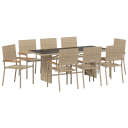  9-delers Hage Spise Gruppe Beige Poly Rottning