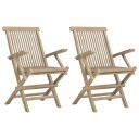  Klappstoler 2 stk grå 56x61x89 cm heltre teak