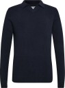 Lindbergh Ribbed L/S V Neck Poloribbed L/S V Neck Polo   Navy   M