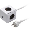 PowerCube Extended stikkontakt med USB-porter 1402GYDEEUPC (grå)