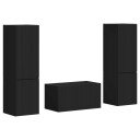  TV benksett 5 pcs Svart Konstruert tre