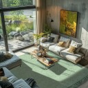 Ryetepper   Alba Natural Cotton Shaggy lysegrønn Størrelse: 200 x 290 cm