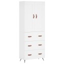  Highboard hvit 69,5x34x180 cm konstruert tre