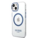 Guess iPhone 14 Plus Hardt Deksel med MagSafe Metallramme Blå