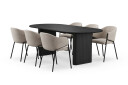 Bark Noira Ovalt Spisebord 220 cm med 6 Filip Spisestoler   Svart / Taupe Bouclé