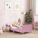 Barnesengeramme med rekkverk rosa MDF og furu
