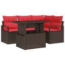 vidaXL Hagesofa Set 5 stk. 4-Antall seter Brun og rød polyrotting