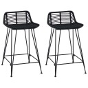 vidaXL Barstol 2 pcs Svart 44 x 45 x 76 cm Rattan og Stål
