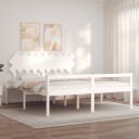 vidaXL Sengeramme med hodegavl hvit 6FT Super King heltre