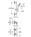 GROHE PRECISION GET DUSJTERMOSTAT M/1-SPRAY DUSJSETT 600 MM KROM