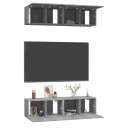 vidaXL TV-benker vegg 4 stk grå sonoma 60x30x30 cm konstruert tre
