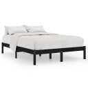 vidaXL Sengeramme svart heltre furu 200x200 cm