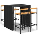 vidaXL Hagebarsett 5 deler svart polyrotting og heltre akasie
