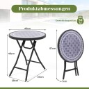 Rund uteplass sofabord med herdet glassplate & Metallramme Sammenleggbar sidebord Grå