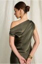 Joelle   Drapert satengbluse   Grønn